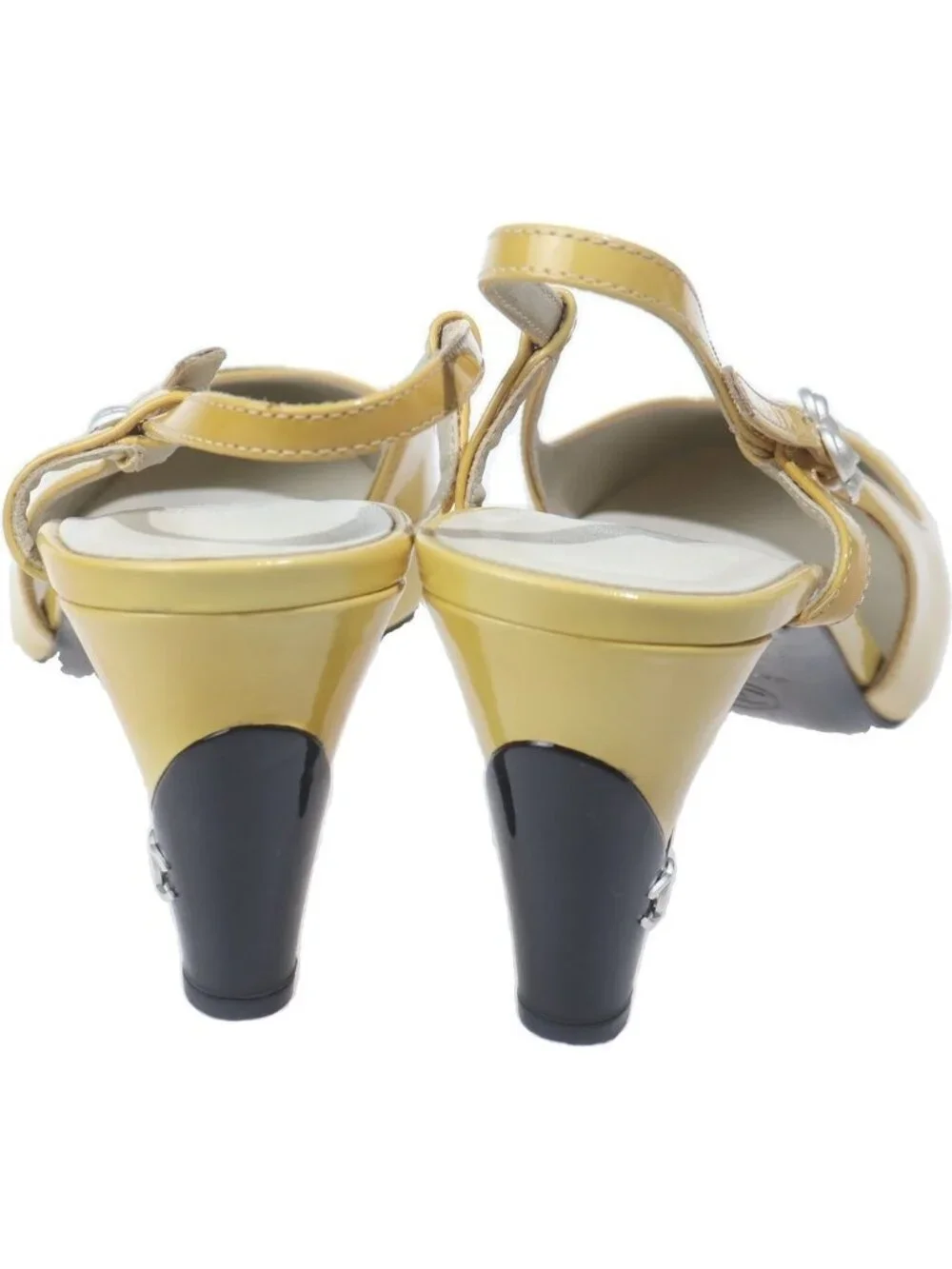 Chanel Camellia Heels Pumps Yellow Black